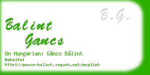 balint gancs business card